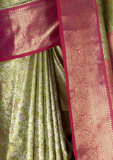 MIMOSA Olive Kanjivaram Art Silk Saree — fleets shot full lifestyle