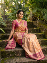 MIMOSA Orange Kanjivaram Art Silk Saree — pose 7 styling detail