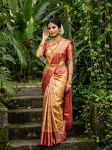 MIMOSA Orange Kanjivaram Art Silk Saree — pose 8 styling detail