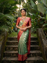 MIMOSA Rama Kanjivaram Art Silk Saree — Draped Mannequin View