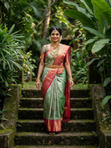 MIMOSA Rama Kanjivaram Art Silk Saree — Unstitched Blouse Piece