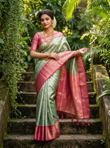 MIMOSA Rama Kanjivaram Art Silk Saree — Full View on Model