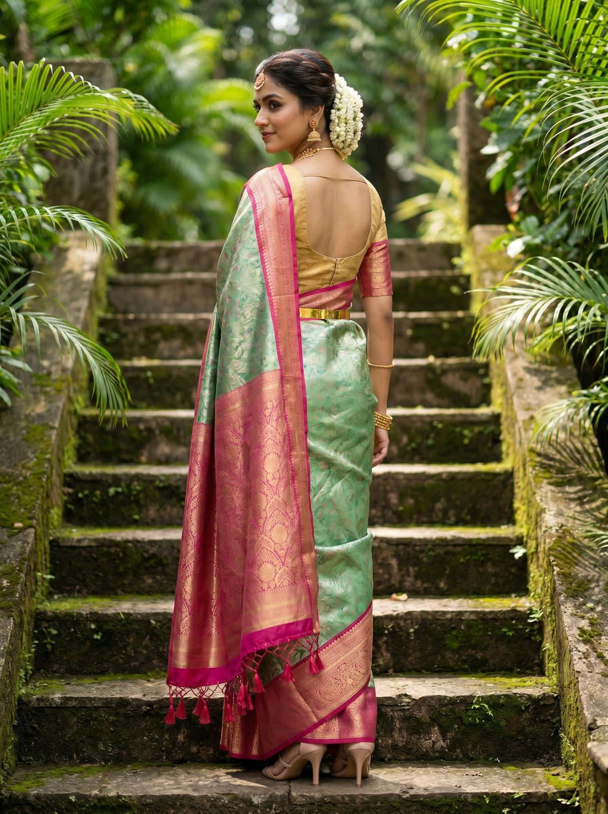 MIMOSA Rama Kanjivaram Art Silk Saree — pose 9 styling detail