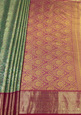 MIMOSA Rama Kanjivaram Art Silk Saree — pallu and zari work detail