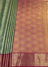 MIMOSA Rama Kanjivaram Art Silk Saree — pallu and zari work detail