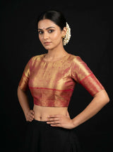 MIMOSA Saffire Kanjivaram Art Silk Saree — blouse close-up