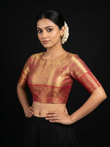 MIMOSA Saffire Kanjivaram Art Silk Saree — blouse close-up