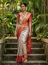 MIMOSA Violet Kanjivaram Art Silk Saree — Draped Mannequin View