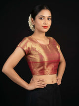 MIMOSA Violet Kanjivaram Art Silk Saree — blouse close-up