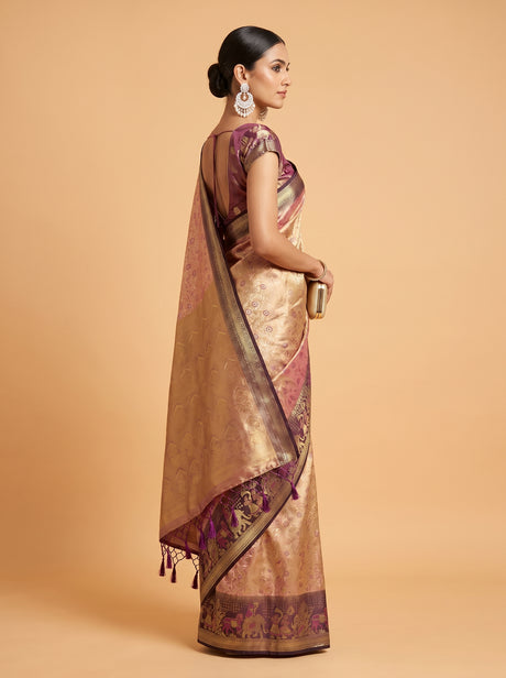 MIMOSA Gajari Kanjivaram Art Silk Saree — Blouse fabric with zari work