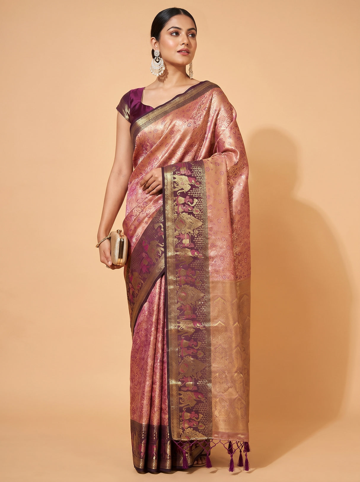 MIMOSA Gajari Kanjivaram Art Silk Saree — pose 7 styling detail