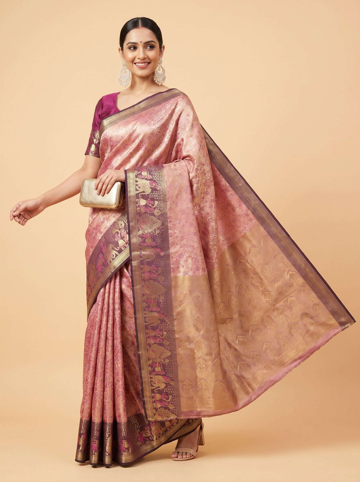 MIMOSA Gajari Kanjivaram Art Silk Saree — pose 8 styling detail