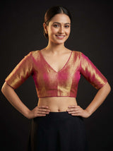 MIMOSA Gajari Kanjivaram Art Silk Saree — blouse close-up