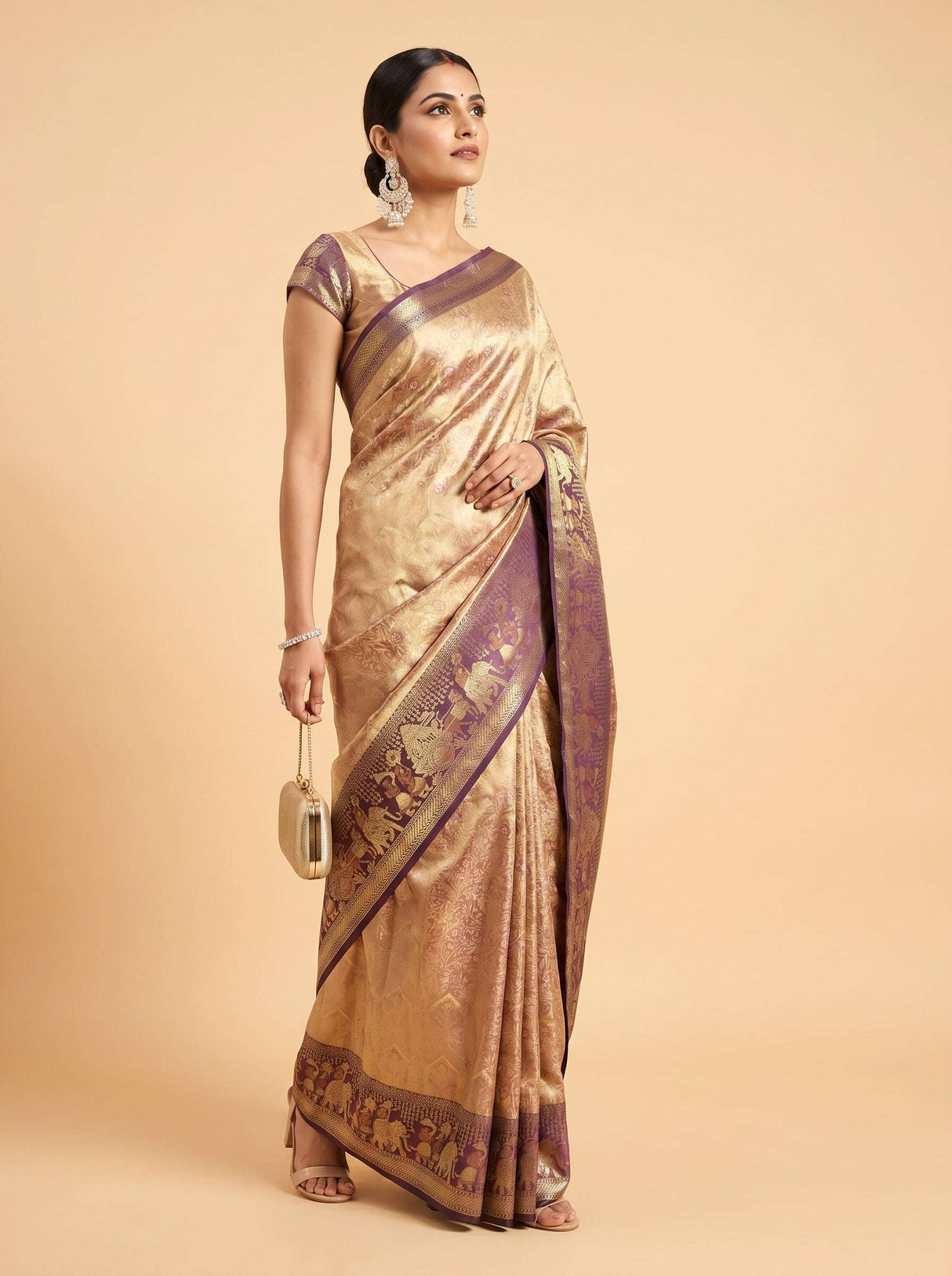 MIMOSA Maroon Kanjivaram Art Silk Saree — pose 7 styling detail