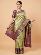 MIMOSA Olive Kanjivaram Art Silk Saree — pose 8 styling detail