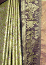 MIMOSA Olive Kanjivaram Art Silk Saree — fleets shot full lifestyle
