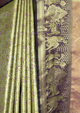 MIMOSA Olive Kanjivaram Art Silk Saree — fleets shot full lifestyle