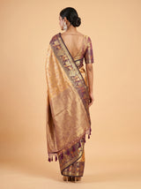 MIMOSA Orange Kanjivaram Art Silk Saree — Blouse fabric with zari work