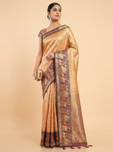 MIMOSA Orange Kanjivaram Art Silk Saree — pose 7 styling detail