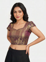MIMOSA Orange Kanjivaram Art Silk Saree — blouse close-up