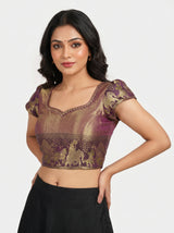 MIMOSA Orange Kanjivaram Art Silk Saree — blouse close-up
