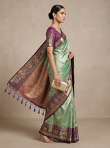 MIMOSA Rama Kanjivaram Art Silk Saree — Blouse fabric with zari work