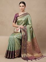 MIMOSA Rama Kanjivaram Art Silk Saree — pose 8 styling detail