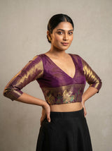 MIMOSA Rama Kanjivaram Art Silk Saree — blouse close-up
