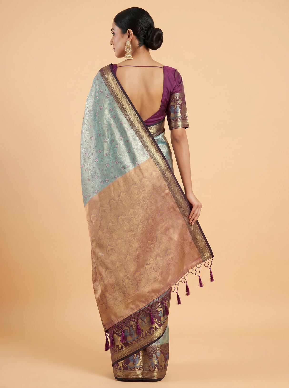 MIMOSA Saffire Kanjivaram Art Silk Saree — Blouse fabric with zari work