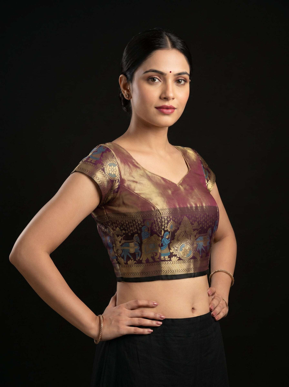 MIMOSA Saffire Kanjivaram Art Silk Saree — blouse close-up