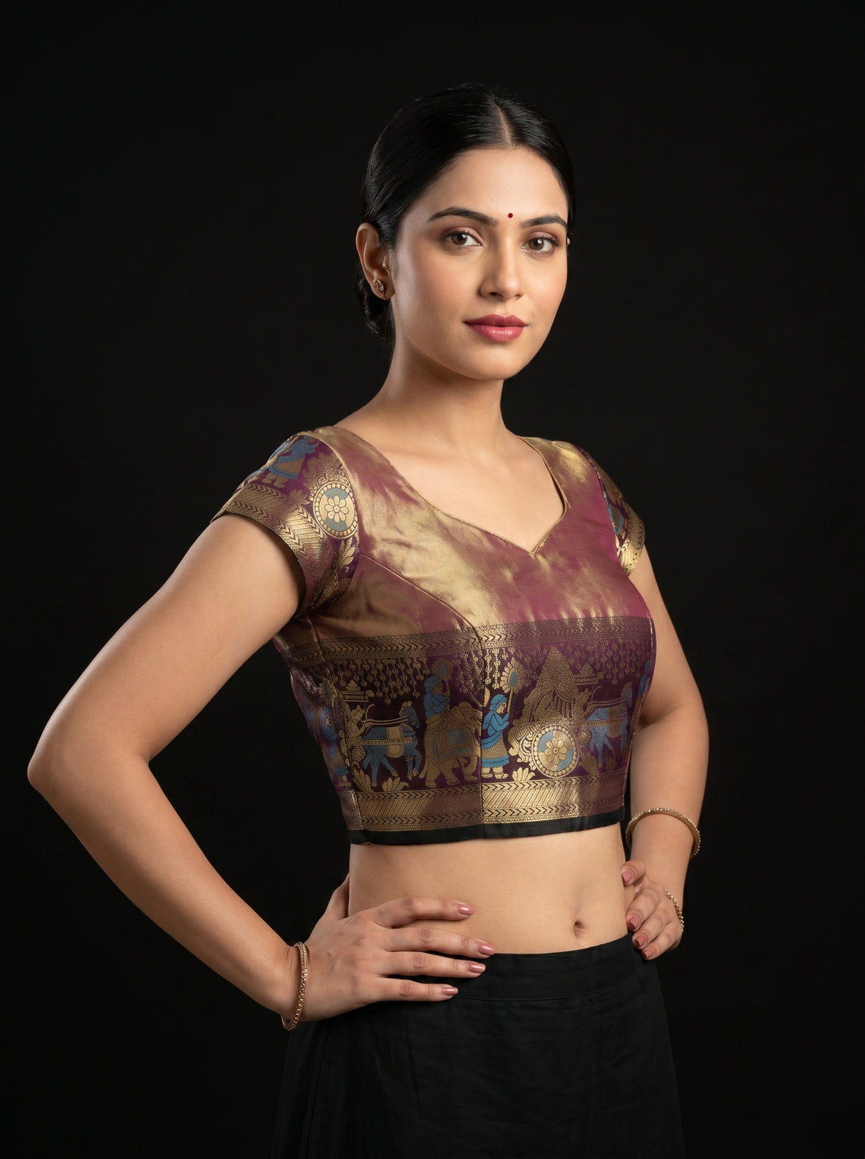 MIMOSA Saffire Kanjivaram Art Silk Saree — blouse close-up