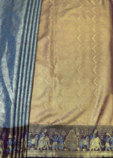 MIMOSA Saffire Kanjivaram Art Silk Saree — pallu and zari work detail