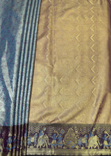 MIMOSA Saffire Kanjivaram Art Silk Saree — pallu and zari work detail