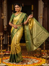 MIMOSA Gold Kanjivaram Art Silk Saree — pose 6 styling detail