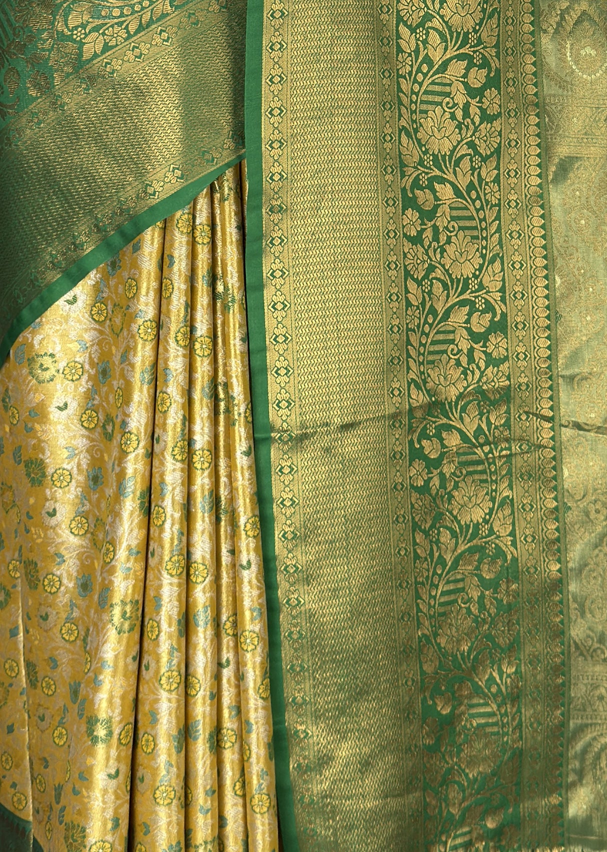 MIMOSA Gold Kanjivaram Art Silk Saree — fleets shot full lifestyle