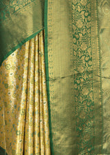 MIMOSA Gold Kanjivaram Art Silk Saree — fleets shot full lifestyle
