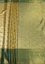 MIMOSA Gold Kanjivaram Art Silk Saree — pallu and zari work detail