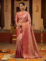 MIMOSA Gajari Kanjivaram Art Silk Saree — Draped Mannequin View