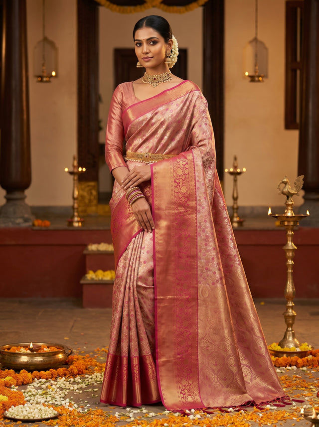 MIMOSA Gajari Kanjivaram Art Silk Saree — Draped Mannequin View
