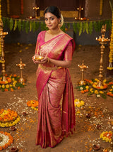 MIMOSA Gajari Kanjivaram Art Silk Saree — Styled Model View