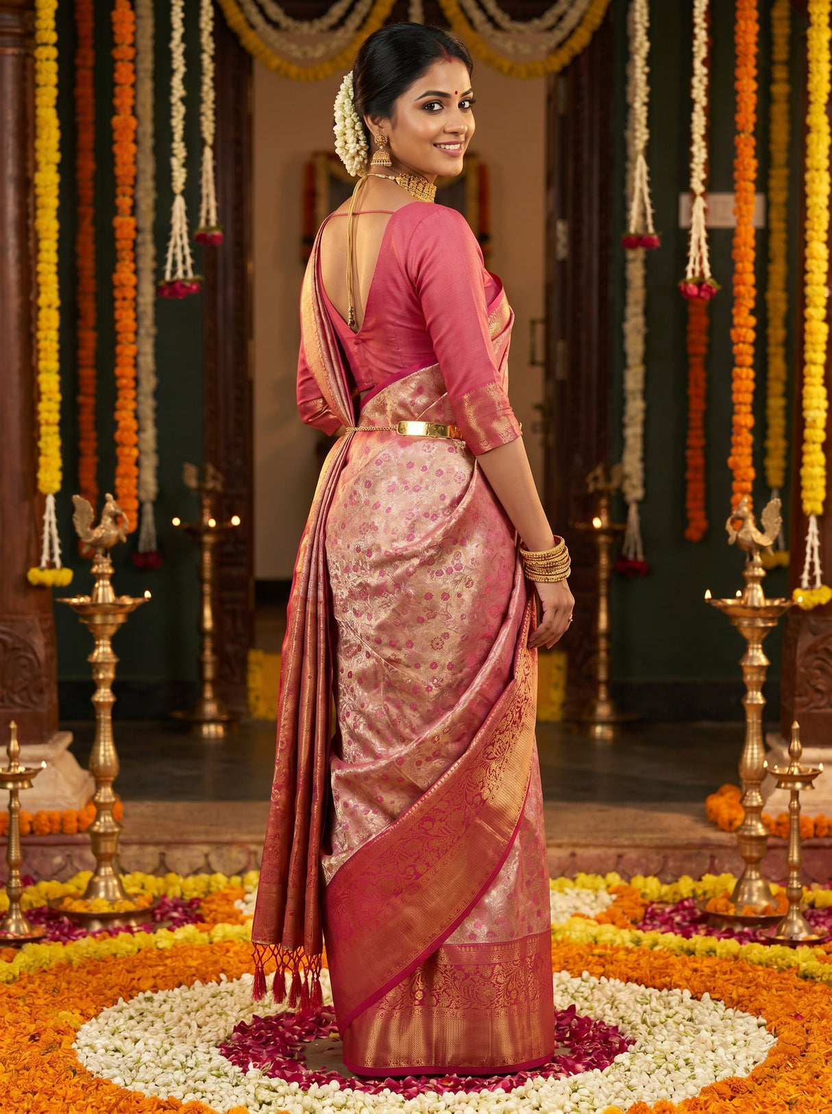MIMOSA Gajari Kanjivaram Art Silk Saree — pose 9 styling detail