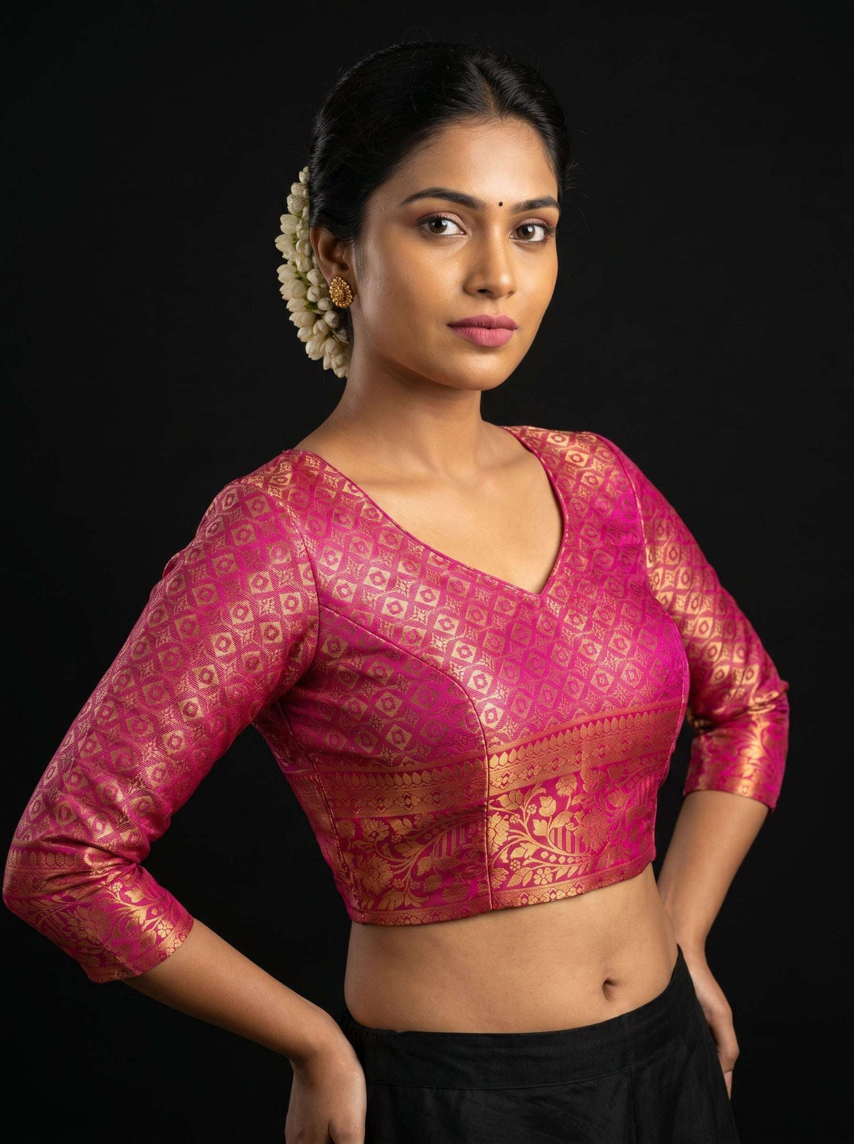 MIMOSA Gajari Kanjivaram Art Silk Saree — blouse close-up