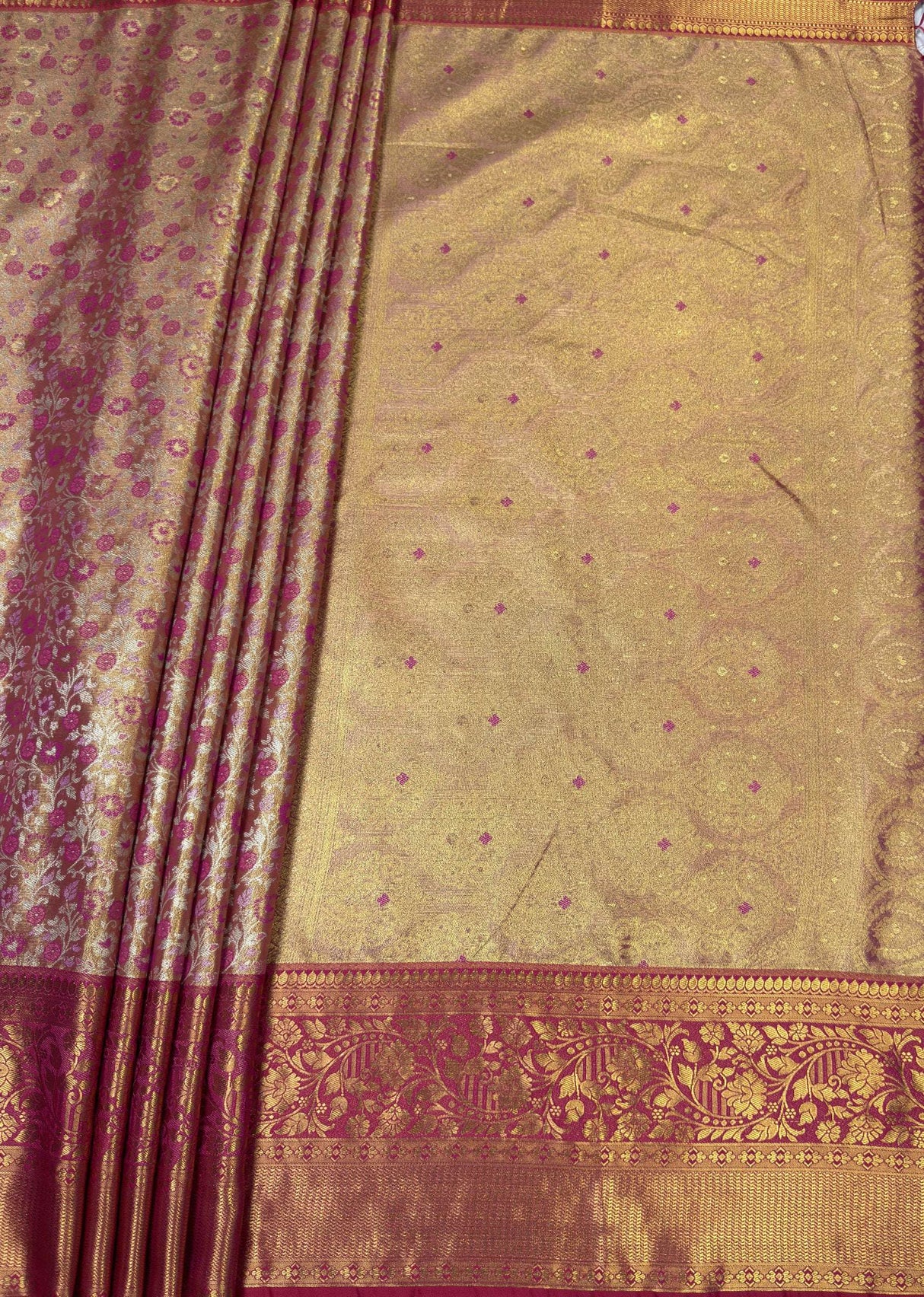 MIMOSA Gajari Kanjivaram Art Silk Saree — pallu and zari work detail