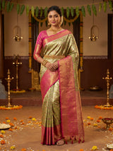 MIMOSA Green Kanjivaram Art Silk Saree — Draped Mannequin View