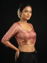 MIMOSA Green Kanjivaram Art Silk Saree — blouse close-up