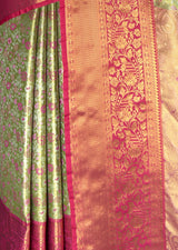 MIMOSA Green Kanjivaram Art Silk Saree — fleets shot full lifestyle