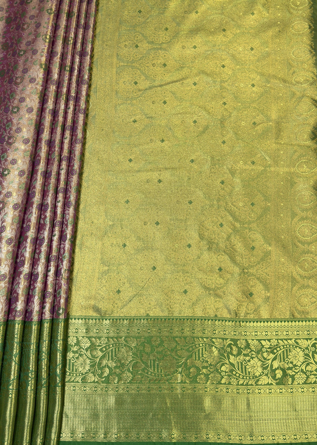 MIMOSA Magenta Kanjivaram Art Silk Saree — pallu and zari work detail