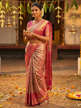 MIMOSA Maroon Kanjivaram Art Silk Saree — Draped Mannequin View