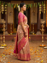 MIMOSA Maroon Kanjivaram Art Silk Saree — Styled Model View
