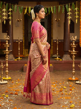 MIMOSA Maroon Kanjivaram Art Silk Saree — Styled Model View